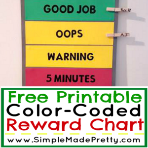 Promote Good Behavior with this Free Printable Color Coded Reward Chart!