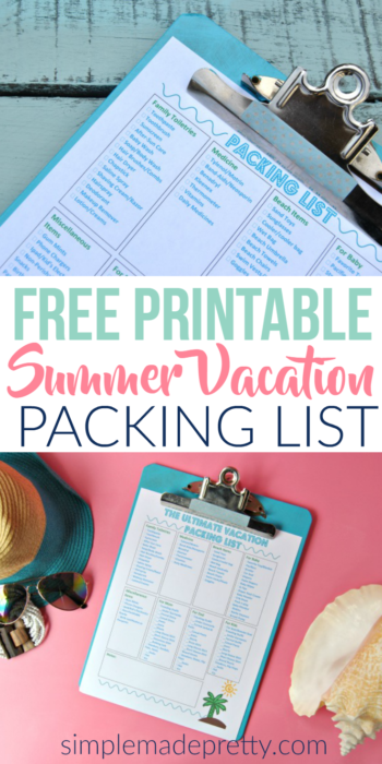 This summer vacation packing list came in handy for our kids packing list! She included some essential baby items when traveling with a baby during summer in the free printable.