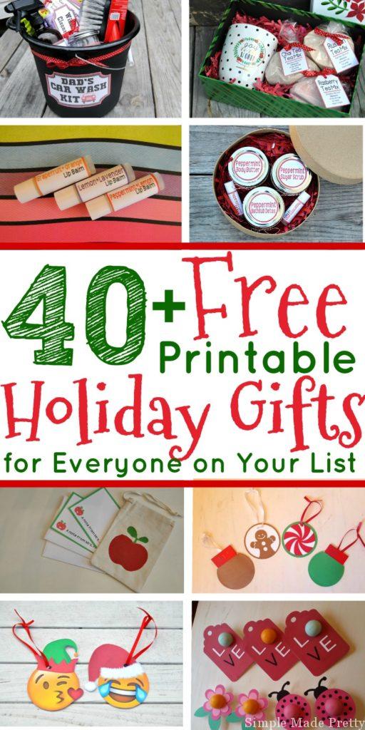 40+ Free Printable Holiday Gifts for Everyone on Your List! DIY holiday gifts, Free printable Christmas gifts, DIY Christmas gifts, Make Christmas gifts, Christmas printables,