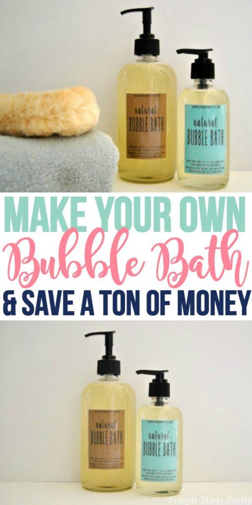 My kids take baths every night and after spending a ton of money on it, I decided to make my own and it was so easy! Plus the ingredients are all-natural so this bubble bath is free of chemicals