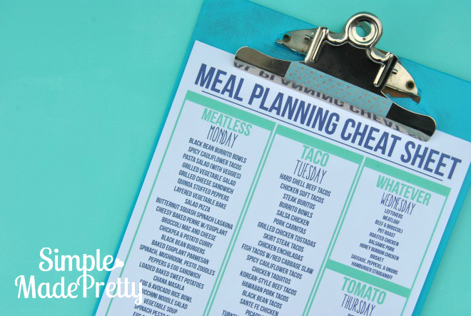 Meal Planning 101: Use a Cheat Sheet