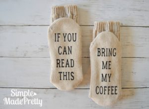 Make these DIY Bring me my coffee socks paired with Starbucks coffee as a fun holiday gift idea for coffee lovers!